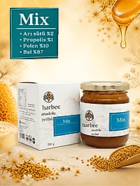 Harbee Mix %100 Doğal Karışım - Bal, Propolis, Arı Sütü ve Polen İçeren Güçlü Formül 220 gr