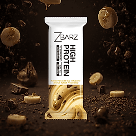 ZBARZ Kakao Parçacıklı Muz ve Karamel Aromalı Yüksek Proteinli Bar 35 gr 12 li